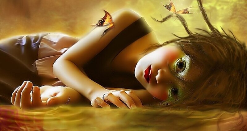 Woman Lying on Ground — Yellow