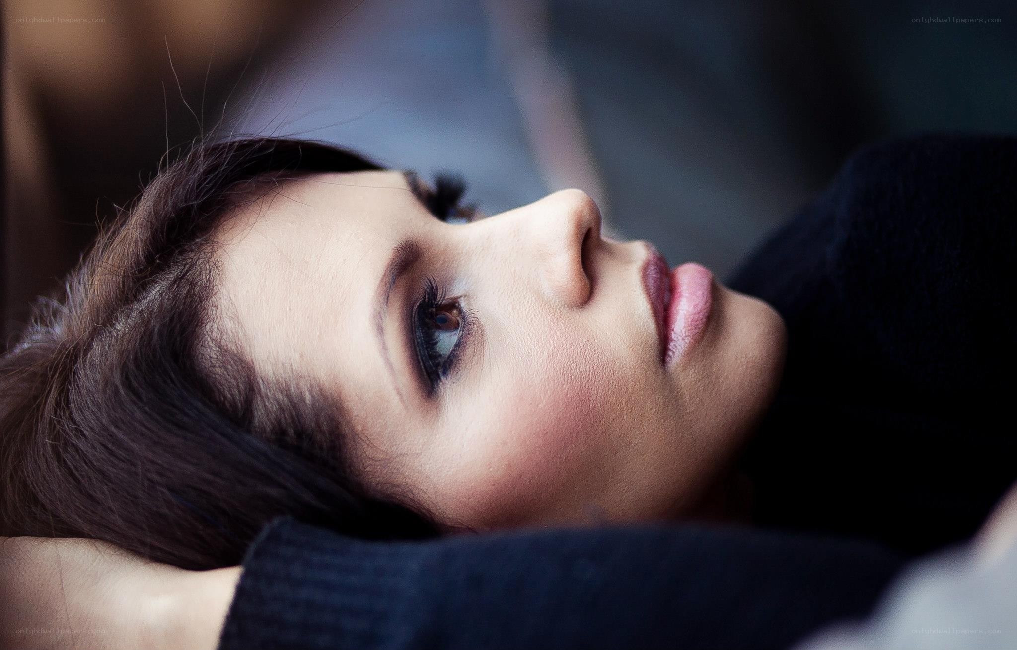 woman lying on her back