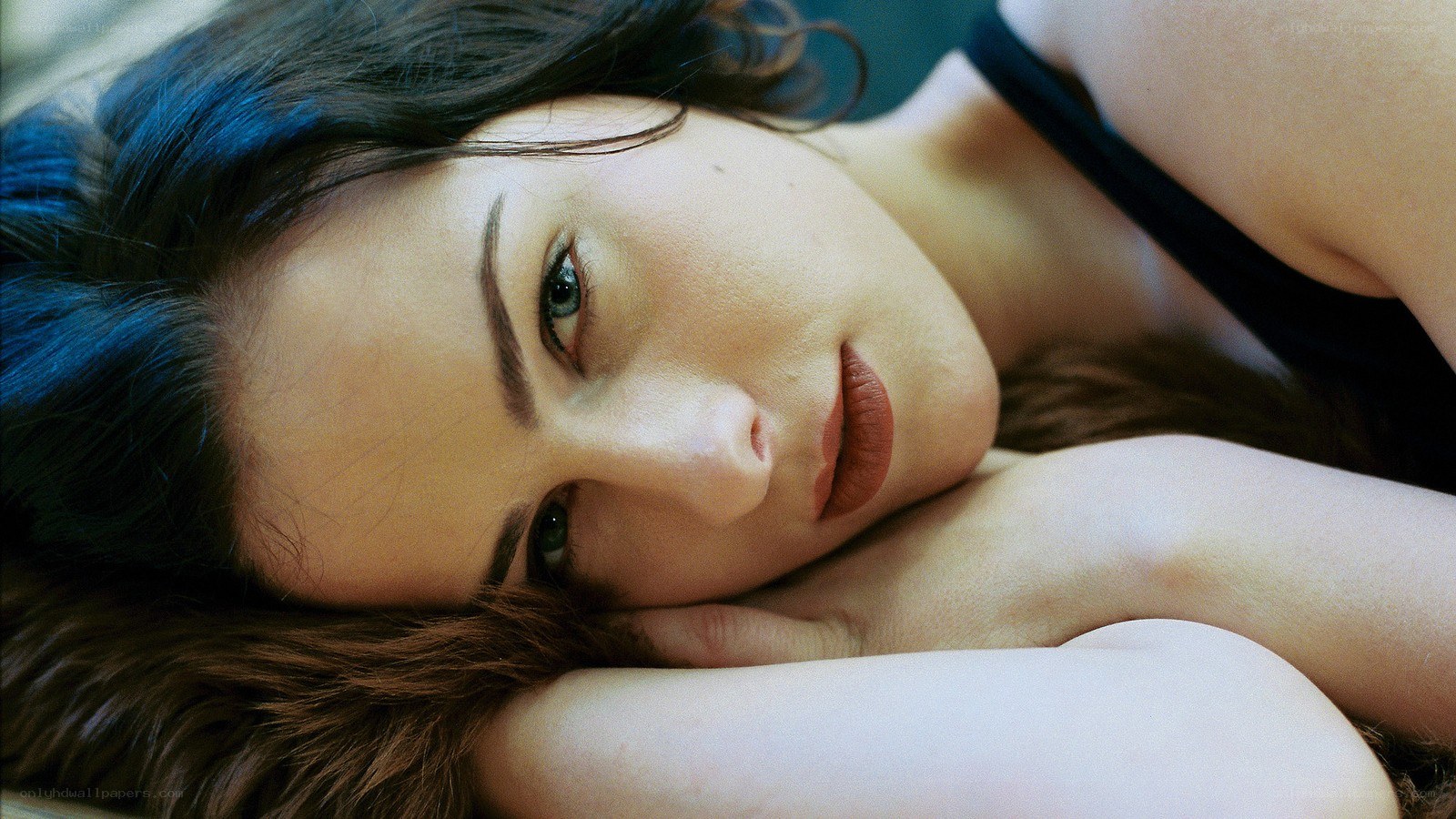 woman lying on her side