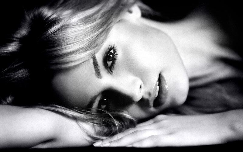 Woman Lying on Her Side — Black, Dramatic, Photograph, Hair