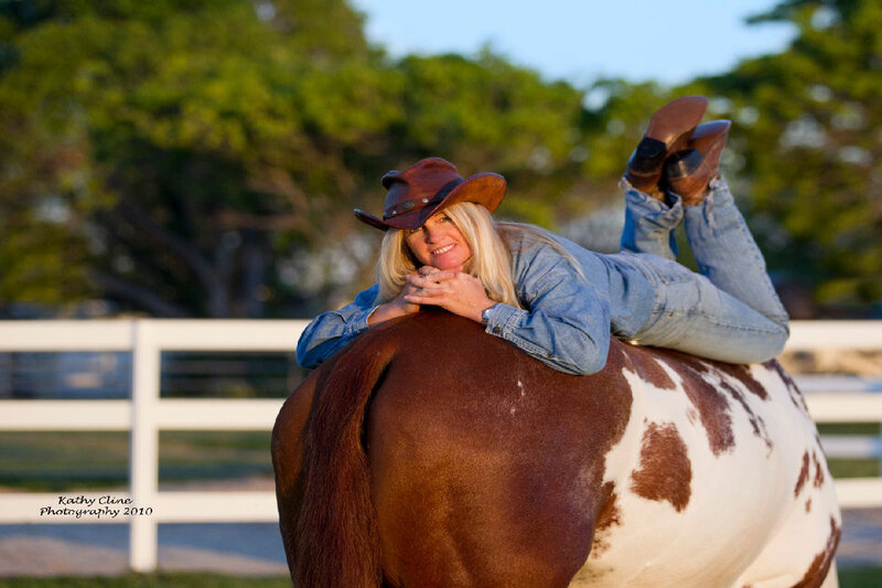 Woman Lying on Horse — Brown, Relaxed
