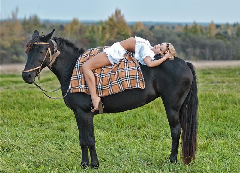 Woman Lying on Horse — Green
