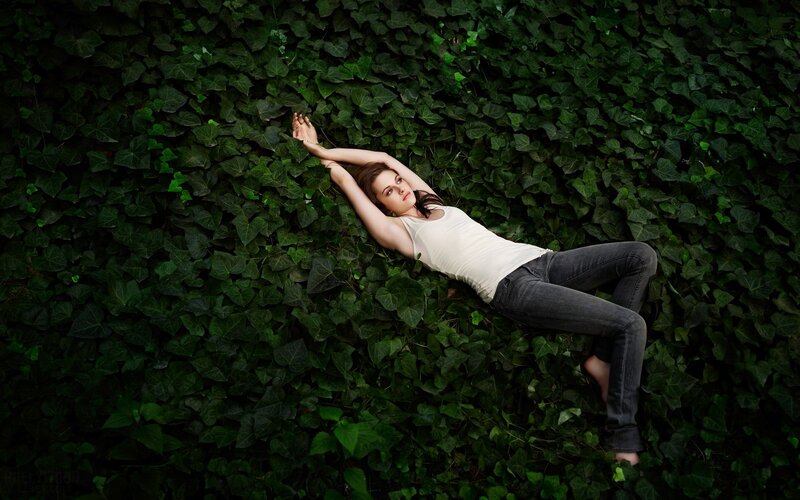 Woman Lying on Ivy — Green, Serene
