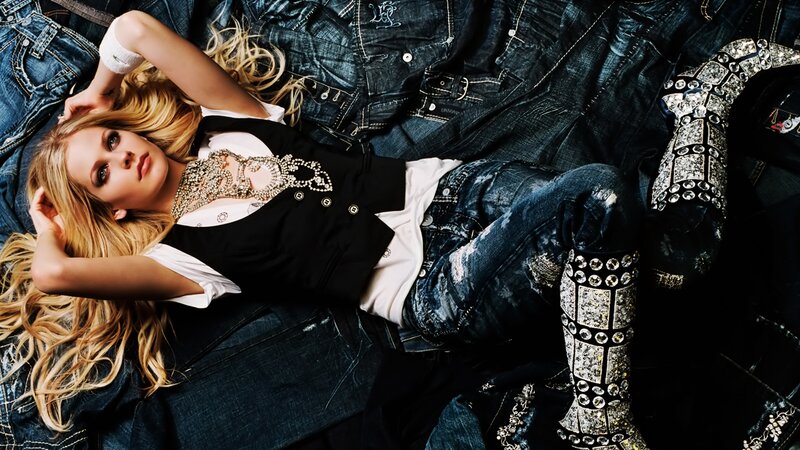 Woman Lying on Jeans — Blue, Confident