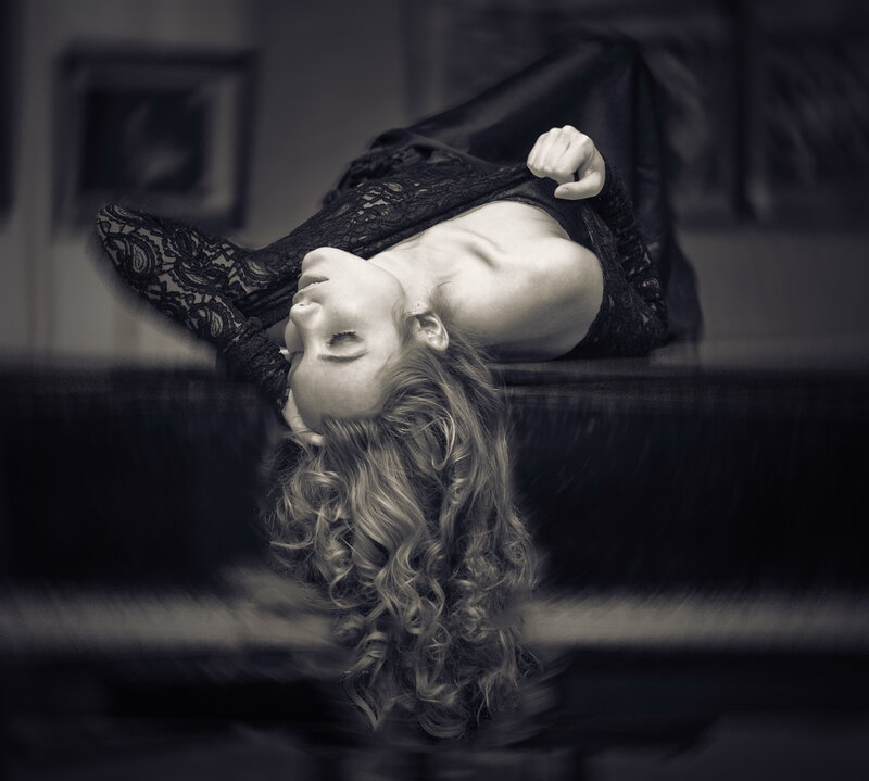 Woman Lying on Piano — Black
