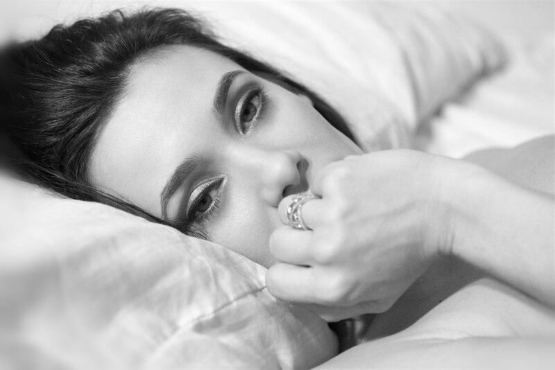 Woman Lying on Pillow — Black, Intimate