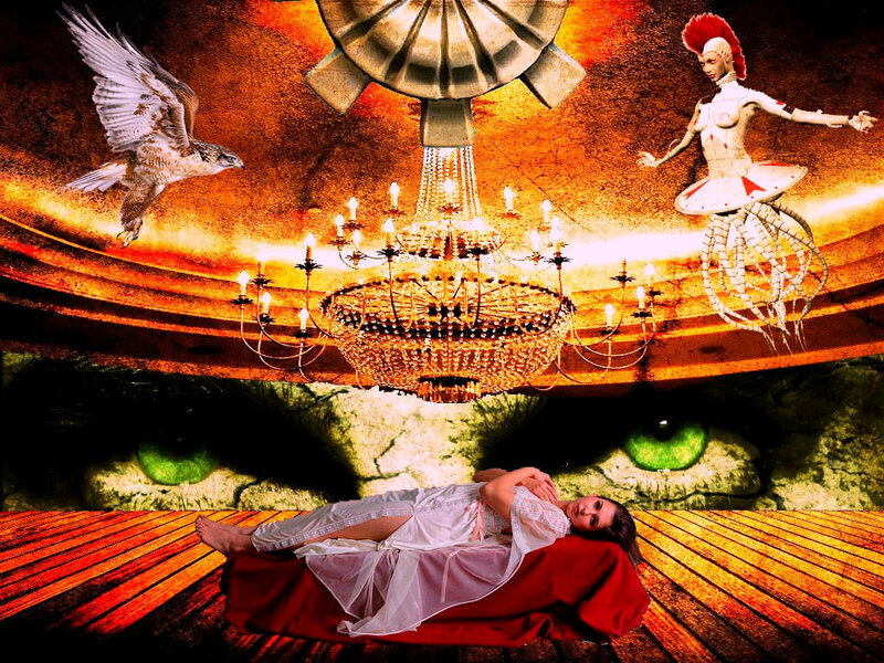 Woman Lying on Red Cloth