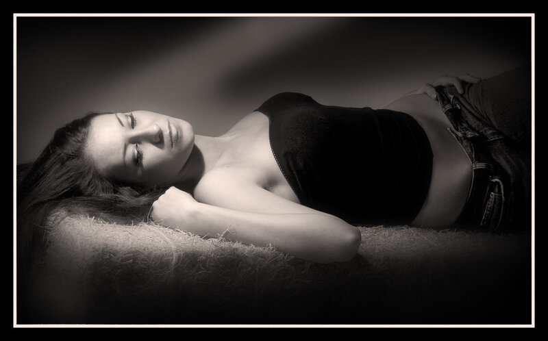 Woman Lying on Rug — Black