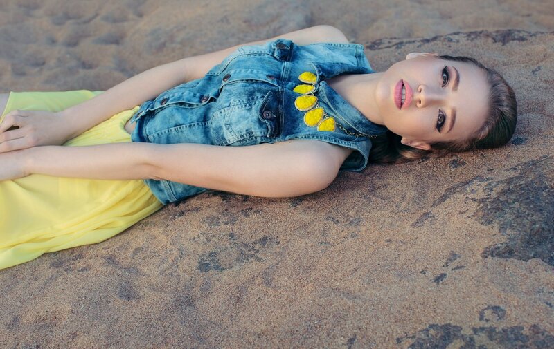 Woman Lying on Sand — Blue, Calm