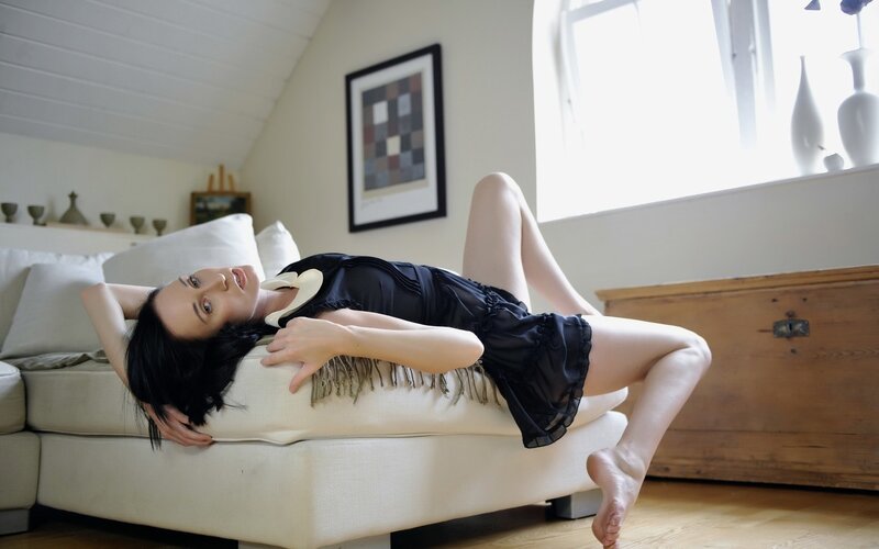 Woman Lying on Sofa — White, Calm