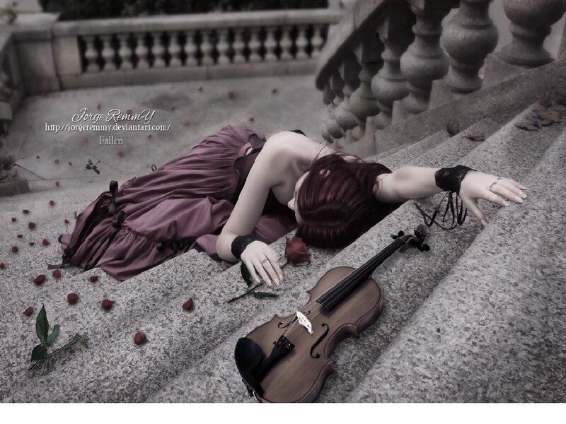 Woman Lying on Stairs — Purple