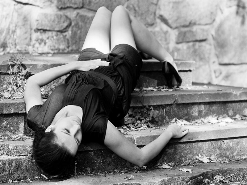 Woman Lying on Steps — Black