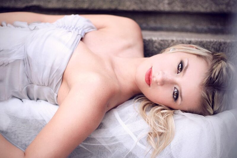Woman Lying on Steps — White