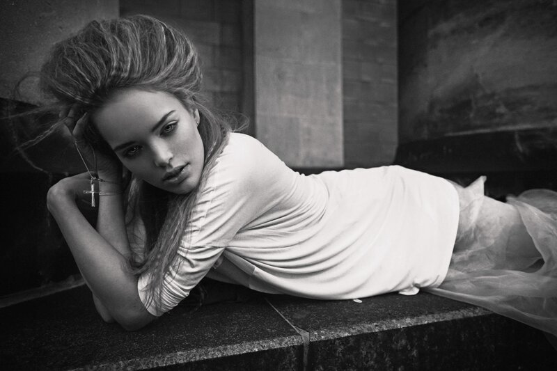 Woman Lying on Stone — Black, Dramatic