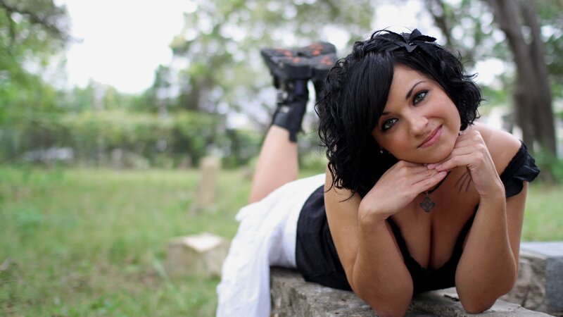Woman Lying on Stone — Black, Relaxed