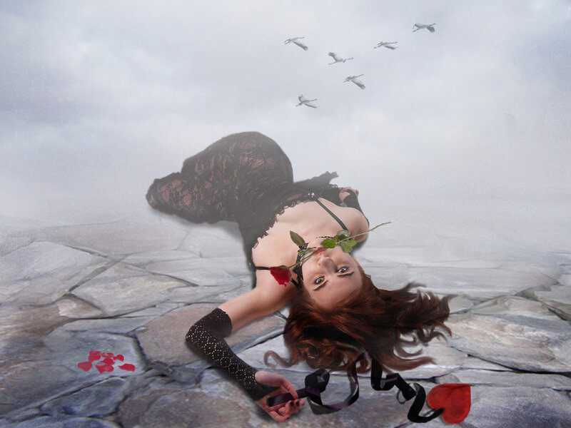 Woman Lying on Stone — Gray