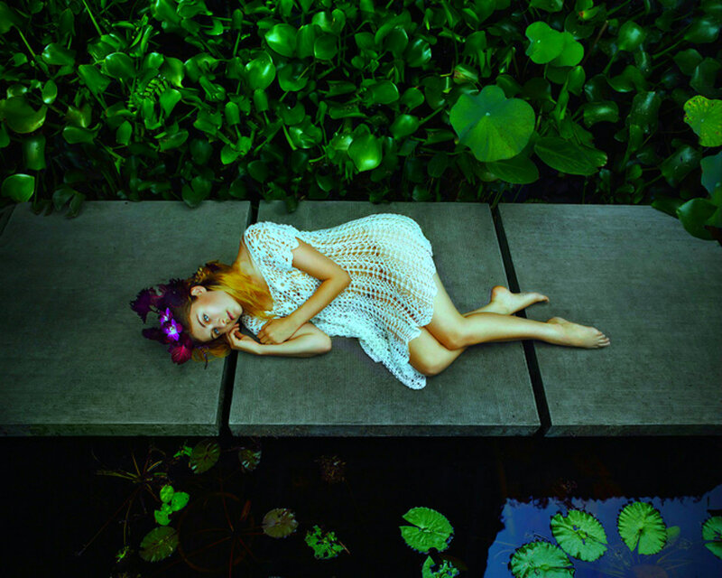 Woman Lying on Stone — Green