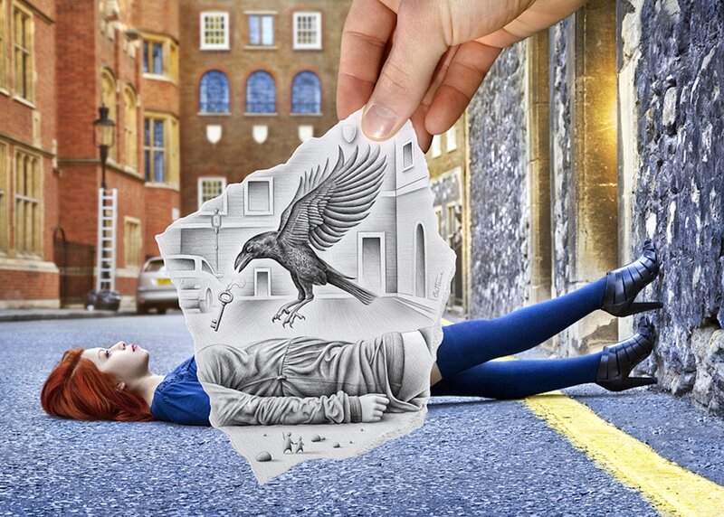 Woman Lying on Street — Blue