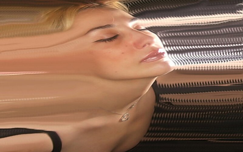 Woman Lying on Striped Surface