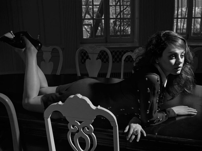 Woman Lying on Table — Black, Dramatic, Photograph, Chairs