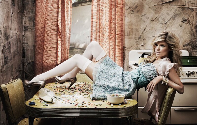 Woman Lying on Table — Blue