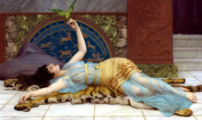 Woman Lying on Tiger Skin