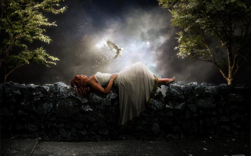 Woman Lying on Wall — White