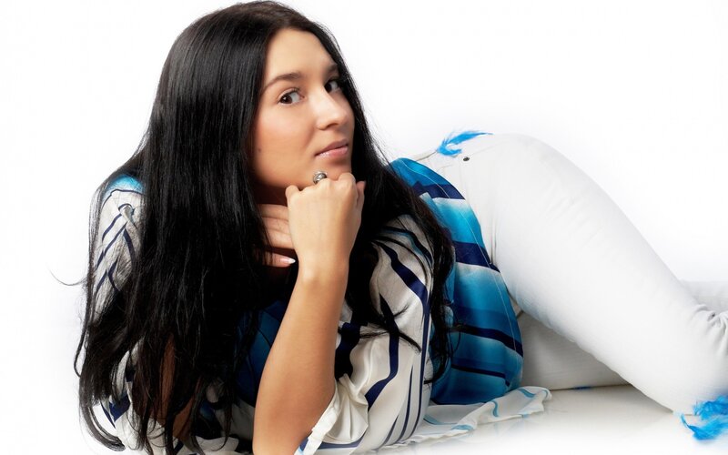 woman lying on white background