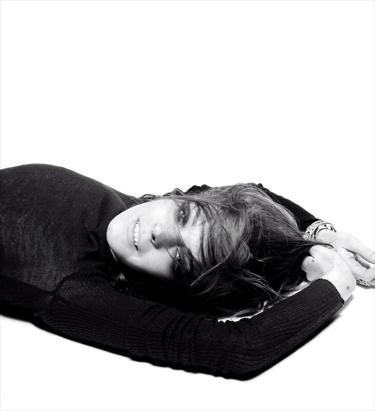 woman lying on white background