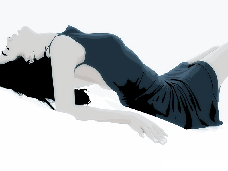 Woman Lying on White Surface — Calm, Illustration
