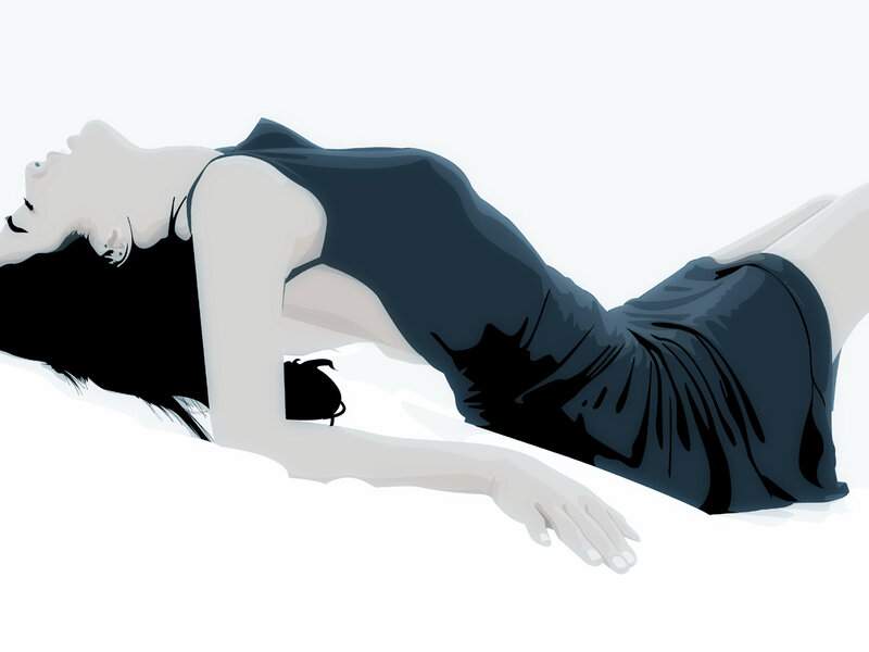 Woman Lying on White Surface — Calm, Vector Art