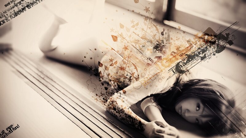 woman lying on wooden floor