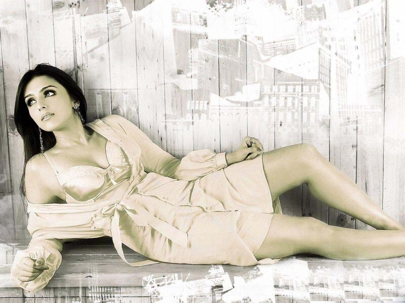 Woman Lying on Wooden Floor — Beige