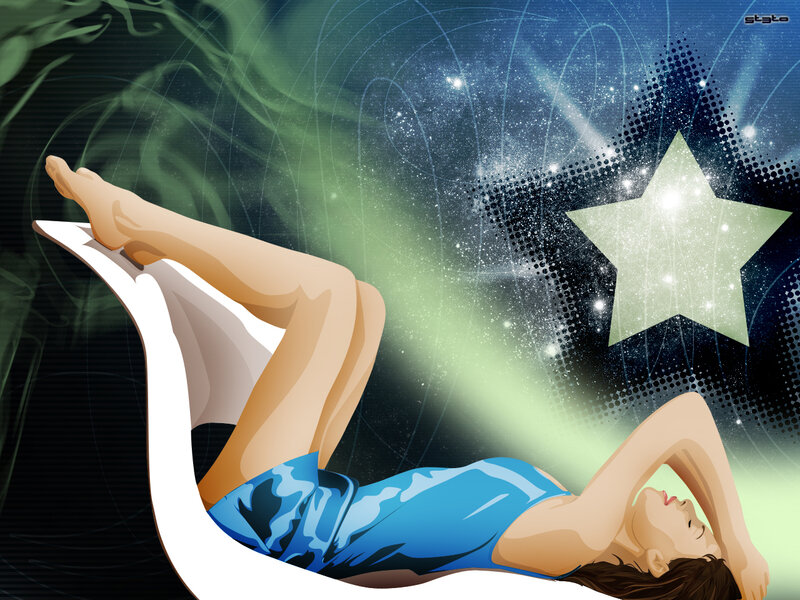 woman lying under starry sky