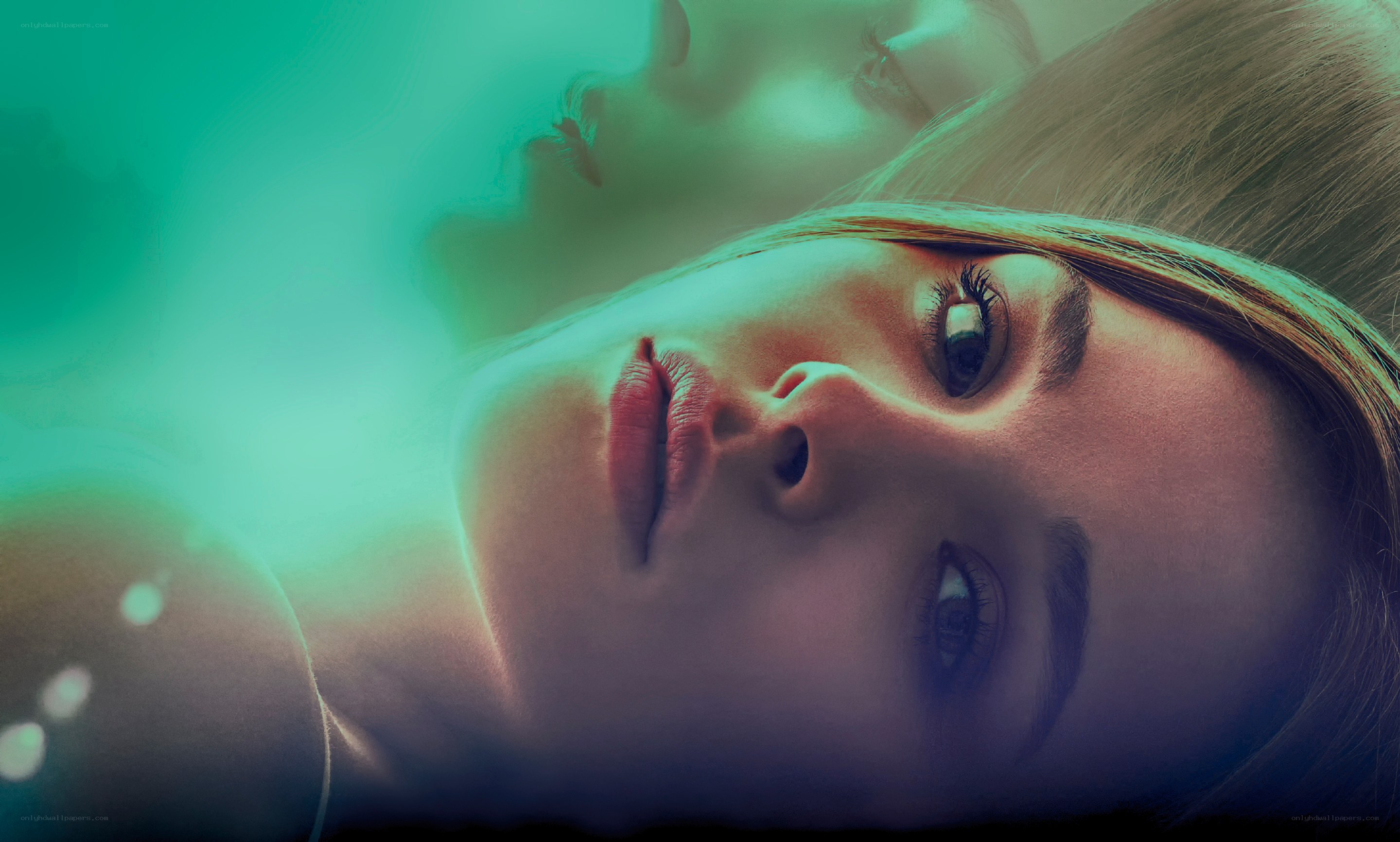 woman lying with glowing effect