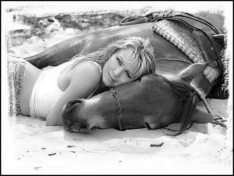 Woman Lying with Horse — Black