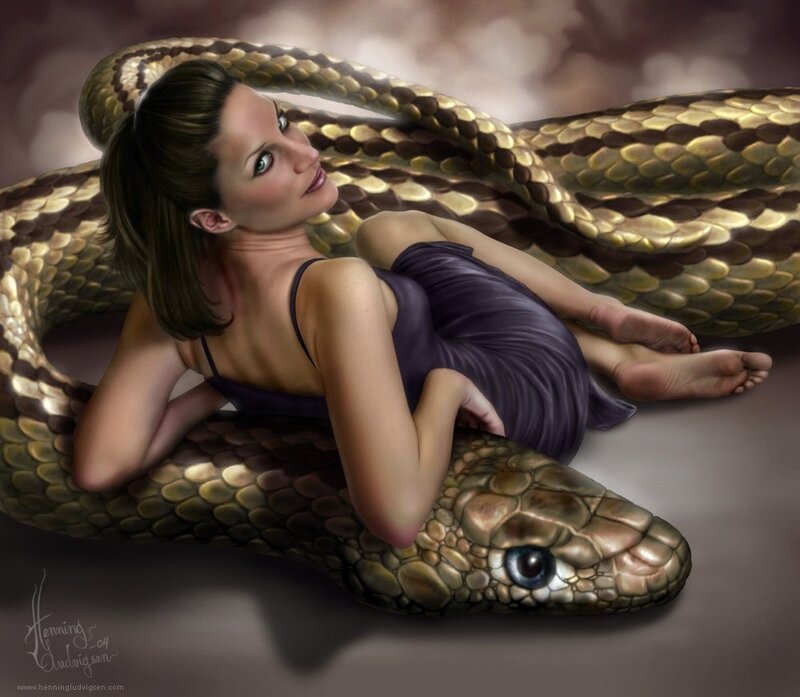 Woman Lying with Snake — Purple