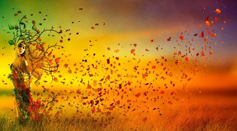 Woman Made of Autumn Leaves — Yellow