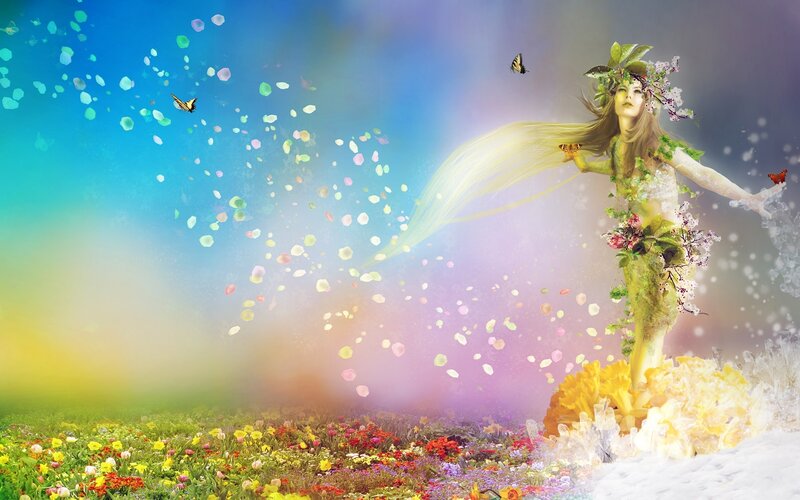Woman Made of Flowers — Blue, Dreamy