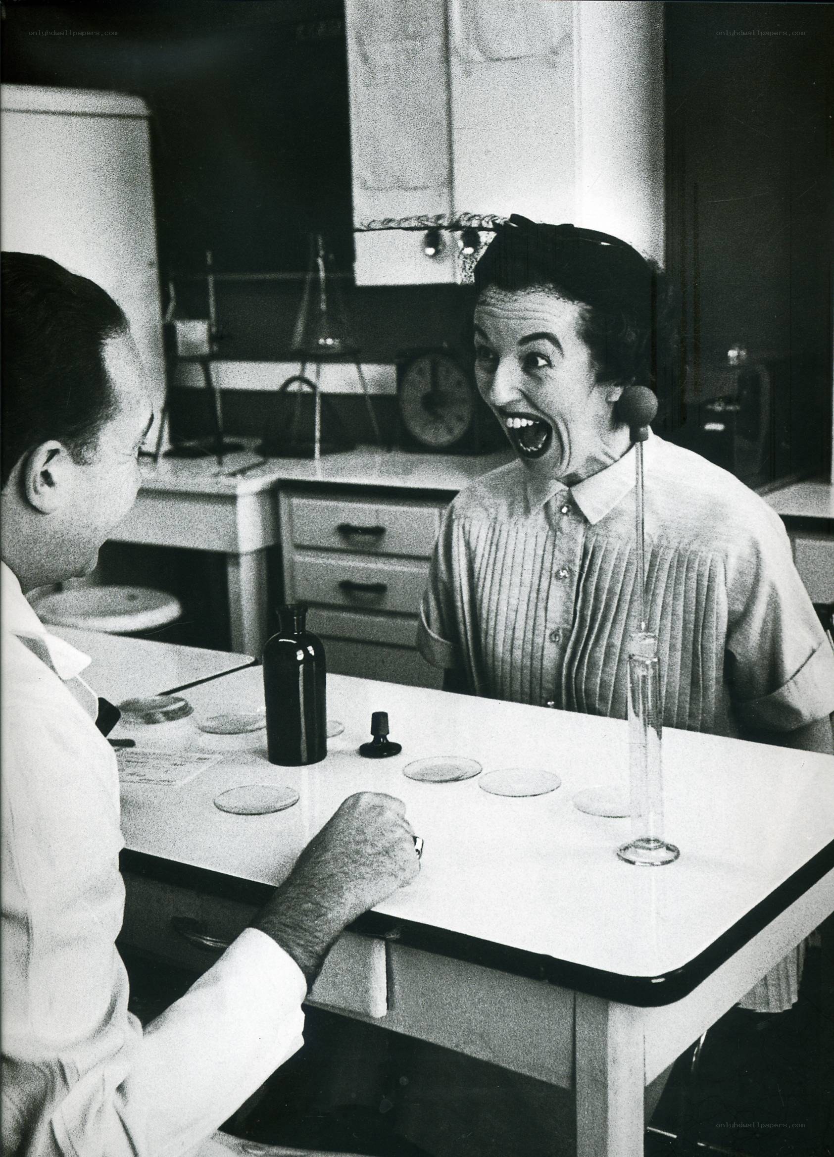 Woman making a face in lab