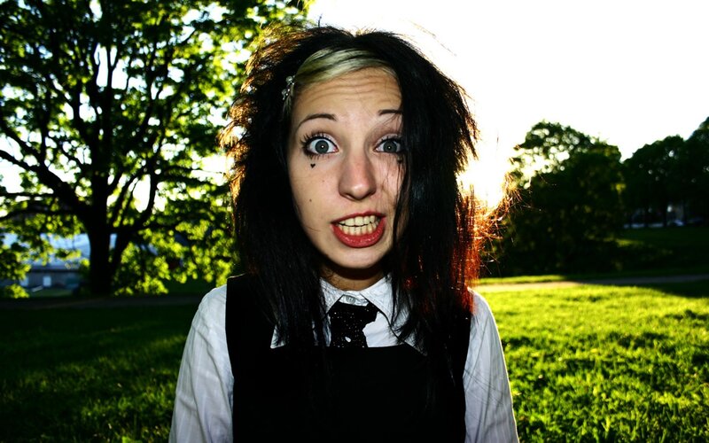 woman making a funny face outdoors