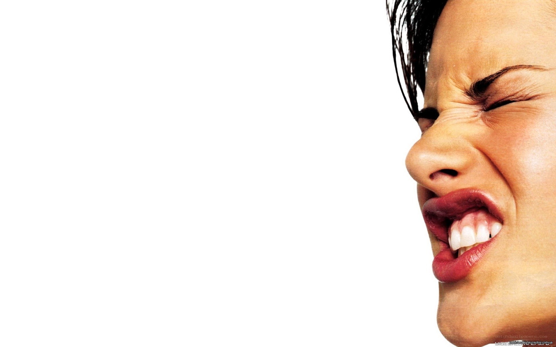 woman making a grimace