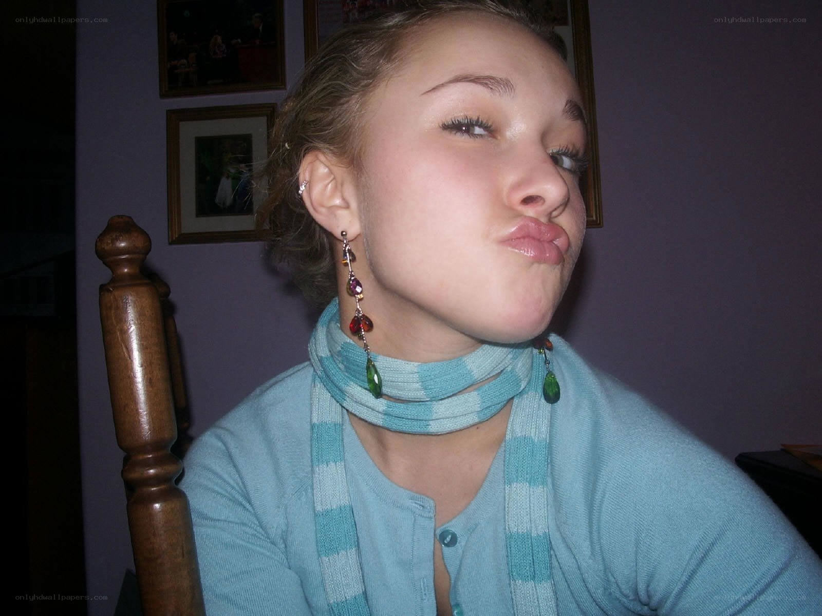 woman making a kissy face