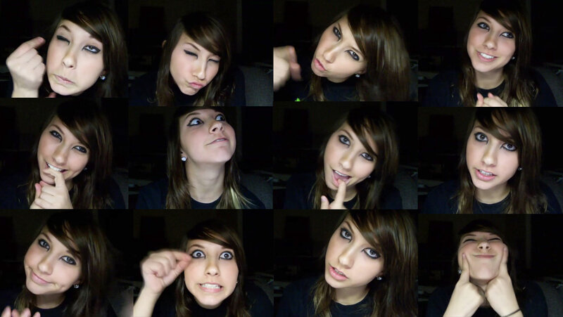 woman making faces in collage