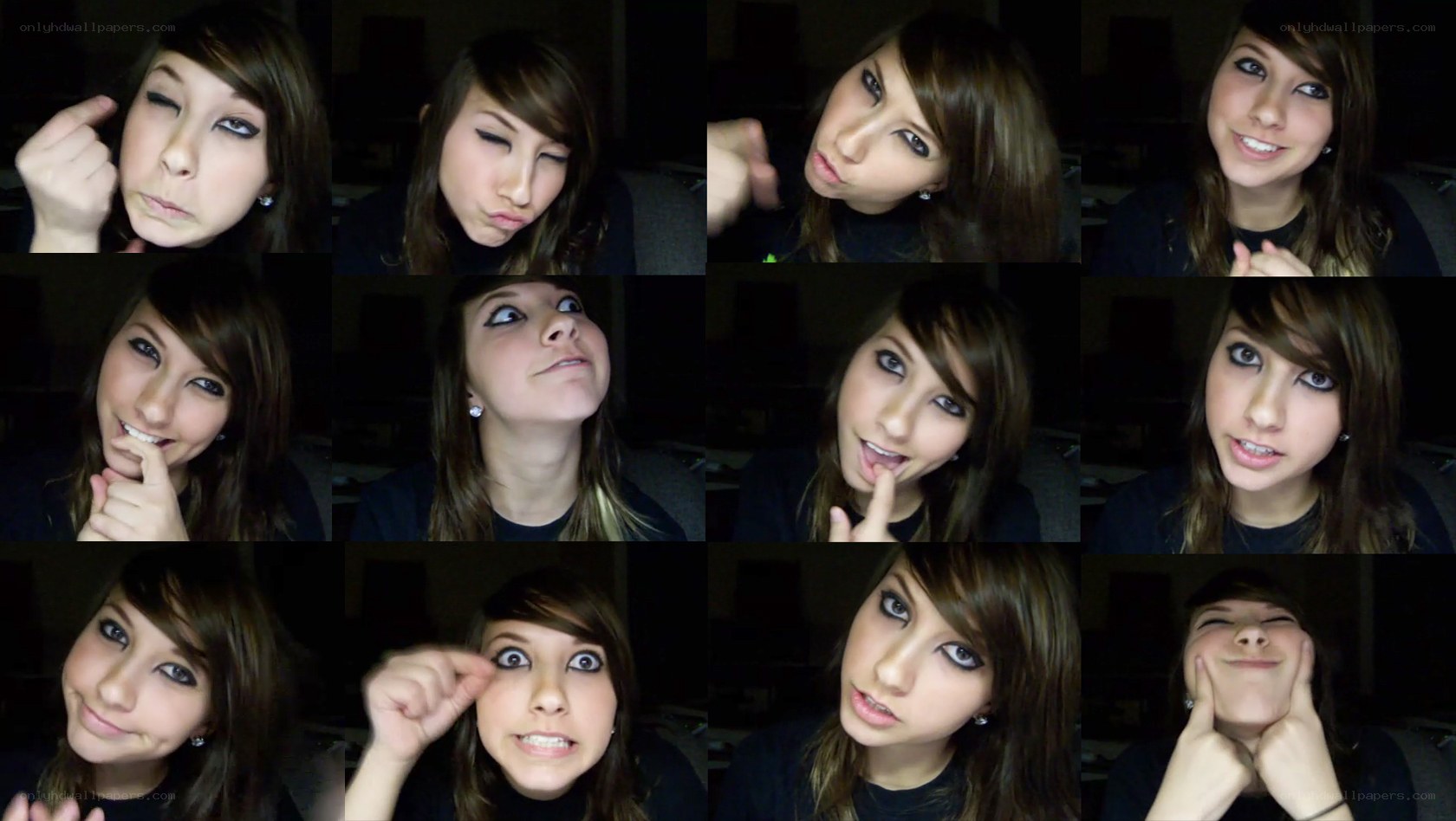 woman making faces in collage