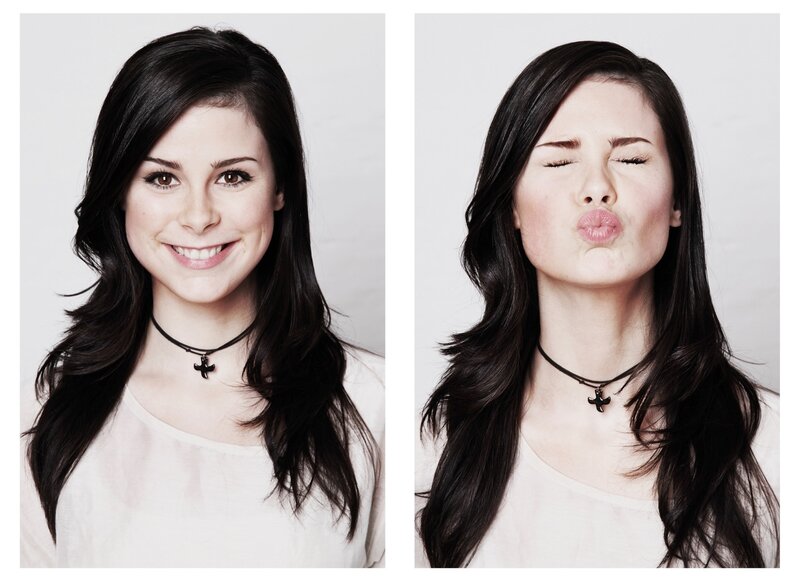 woman making faces