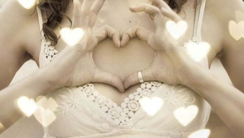 Woman Making Heart Shape — White, Romantic