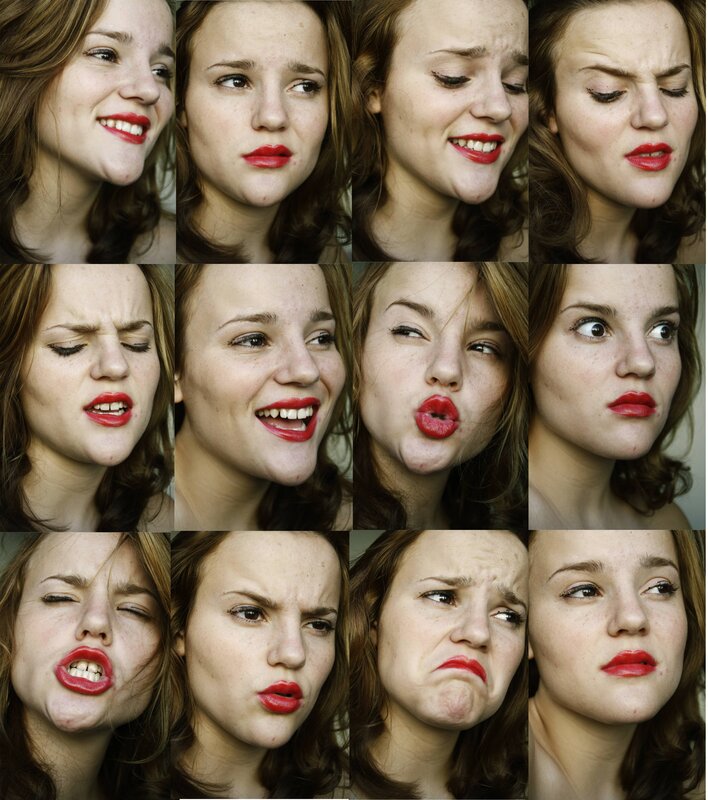 woman making various facial expressions