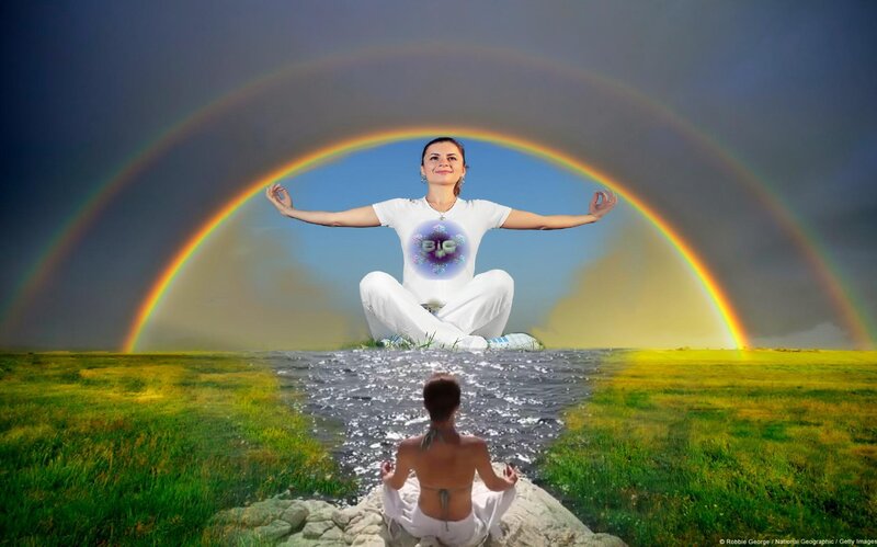 Woman Meditating in Field — Green
