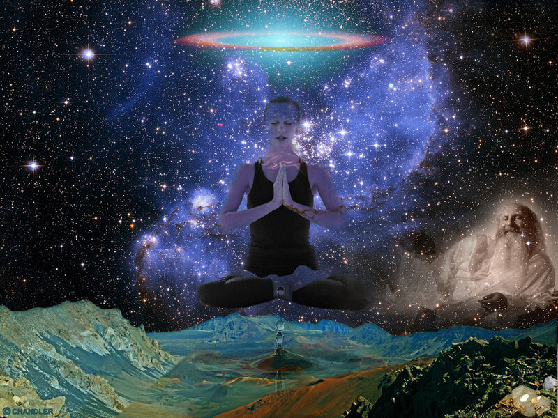 Woman Meditating in Space